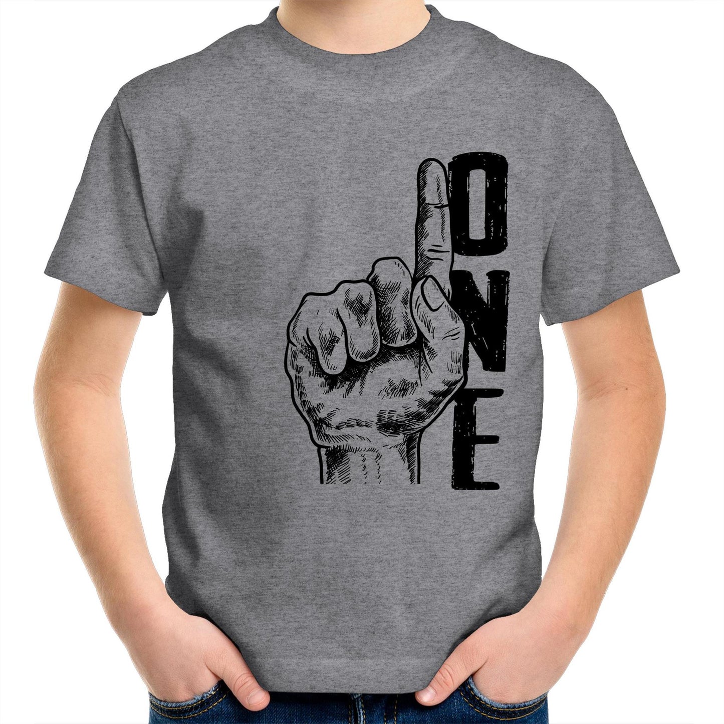 One Side - Kids Youth T-Shirt Black or Grey