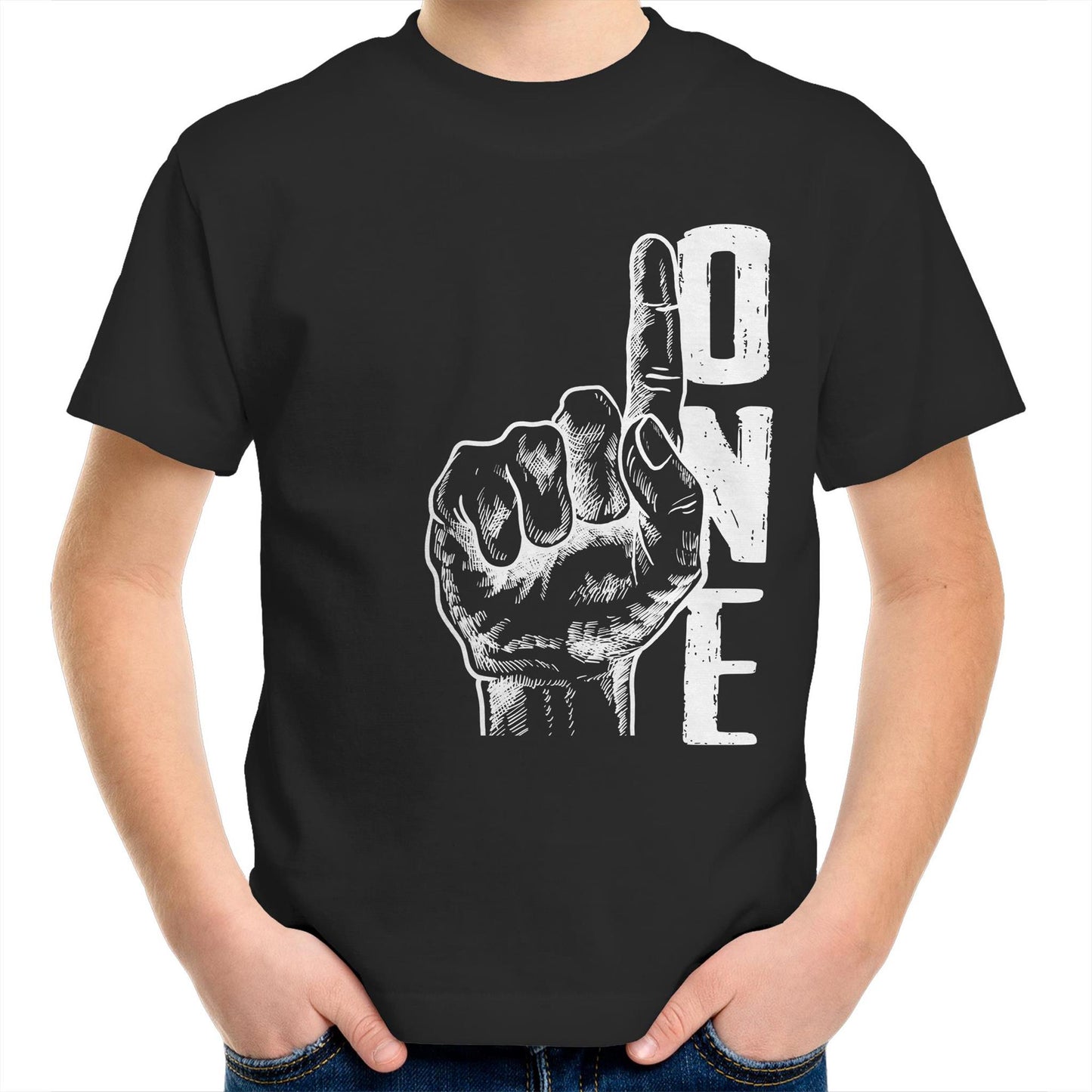 One Side - Kids Youth T-Shirt Black or Grey