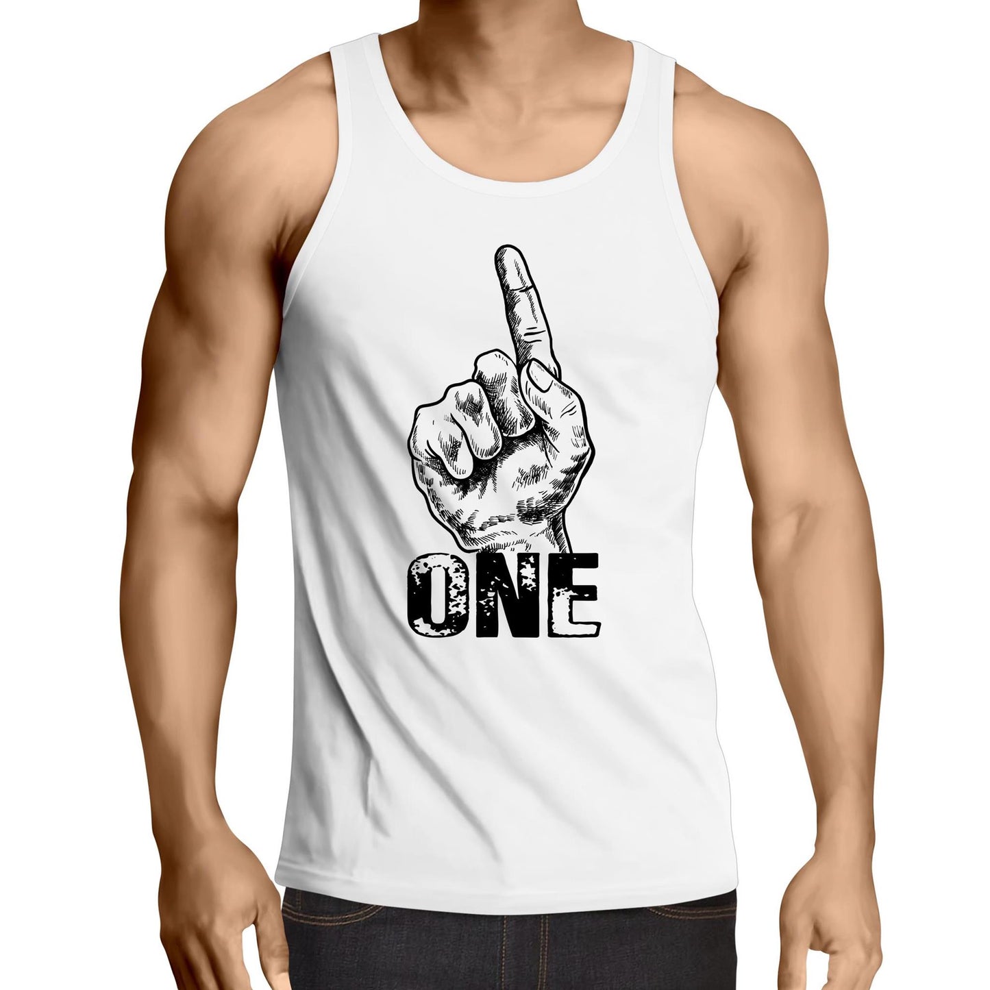 ONE - Black or White Mens Singlet Top